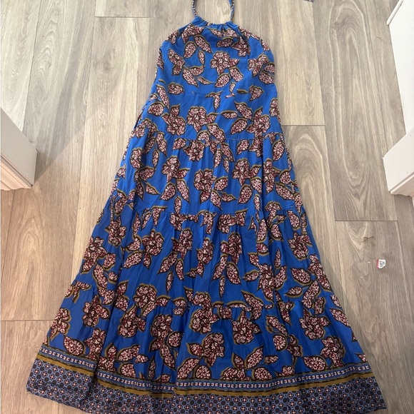NWT Alexis Joyette Halter Blue and Brown Floral Maxi Dress - Picture 10 of 10